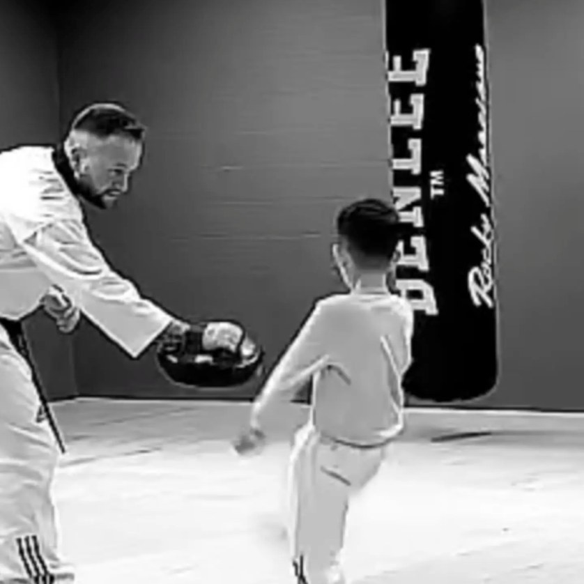 Tae Kwon Do Tritt an der Pratze